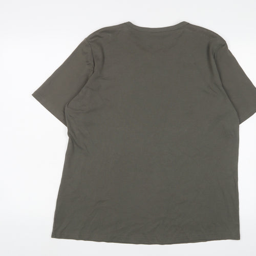 H&M Womens Green Cotton Basic T-Shirt Size 2XL Crew Neck