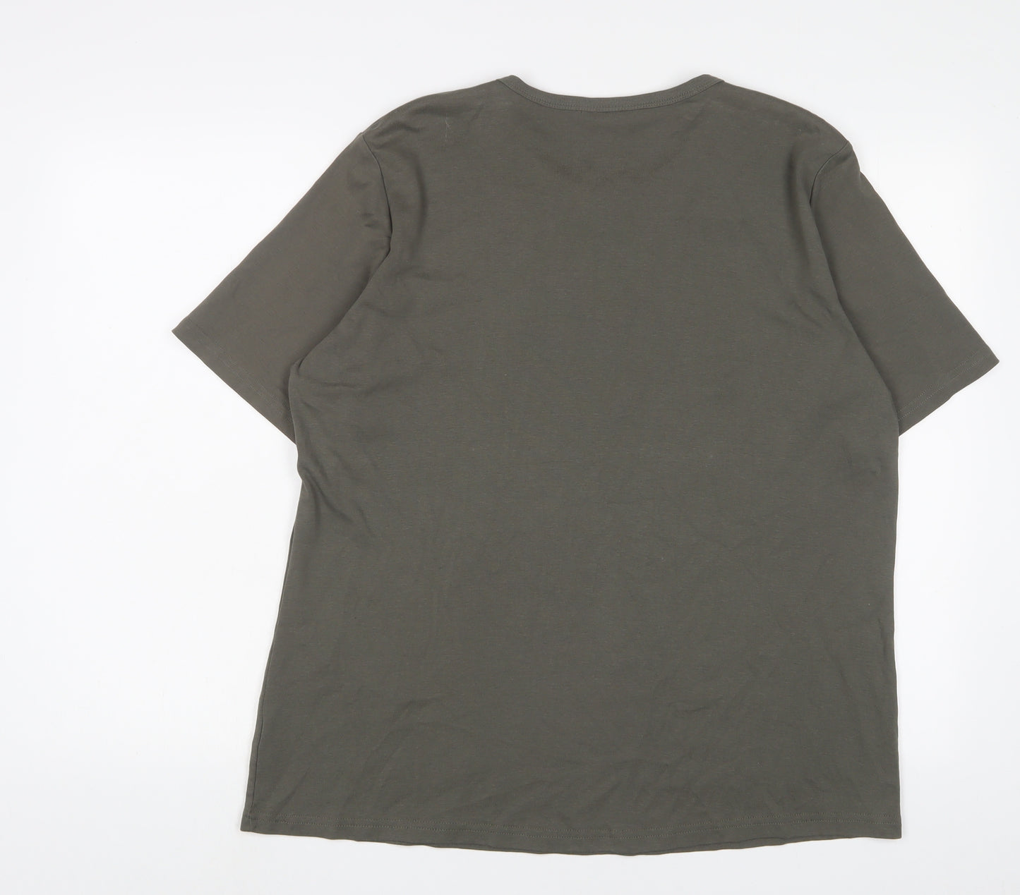 H&M Womens Green Cotton Basic T-Shirt Size 2XL Crew Neck