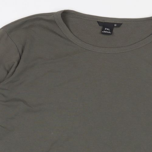 H&M Womens Green Cotton Basic T-Shirt Size 2XL Crew Neck
