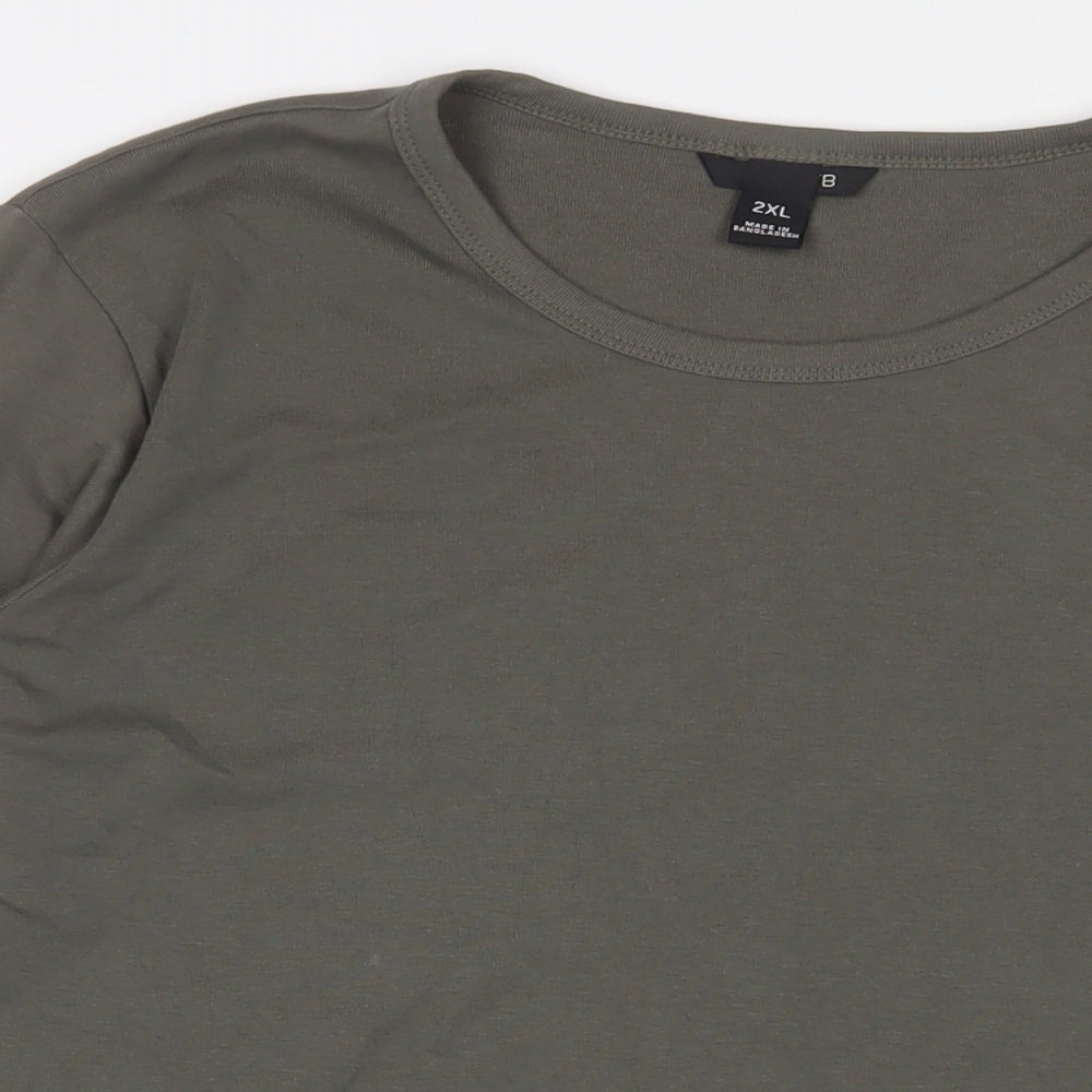 H&M Womens Green Cotton Basic T-Shirt Size 2XL Crew Neck