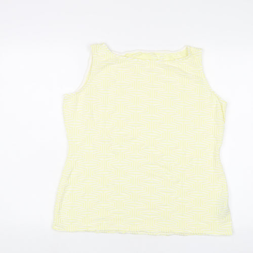 Marks and Spencer Womens Yellow Geometric Viscose Basic Tank Size 16 Scoop Neck
