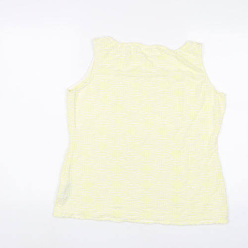 Marks and Spencer Womens Yellow Geometric Viscose Basic Tank Size 16 Scoop Neck