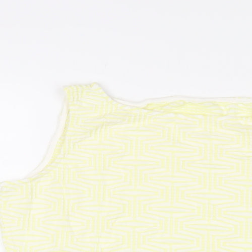 Marks and Spencer Womens Yellow Geometric Viscose Basic Tank Size 16 Scoop Neck
