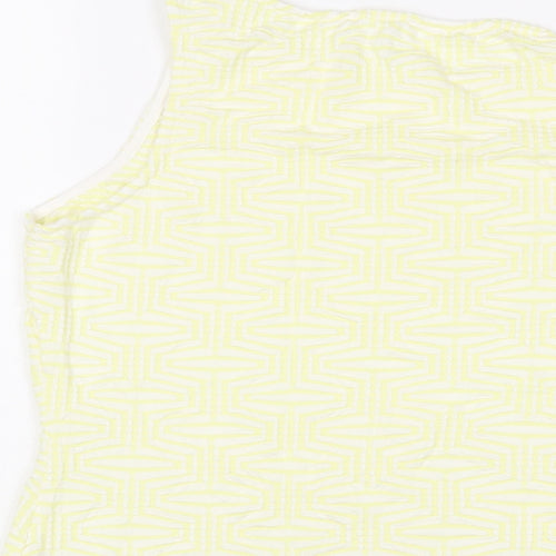 Marks and Spencer Womens Yellow Geometric Viscose Basic Tank Size 16 Scoop Neck