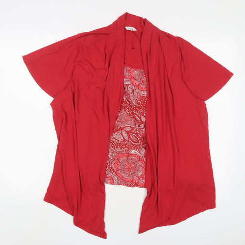 Classic Womens Red Fair Isle Viscose Basic Blouse Size 20 Scoop Neck