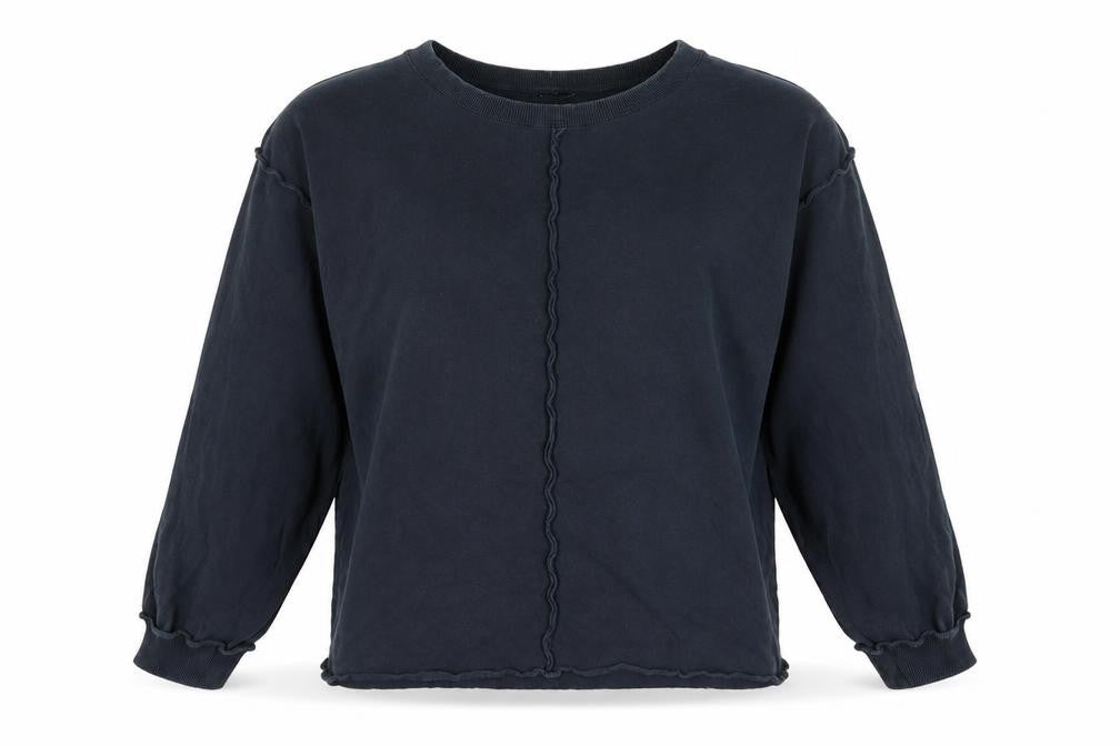 Front view of ASOS women’s blue cotton basic t-shirt, size UK 8, crew neck