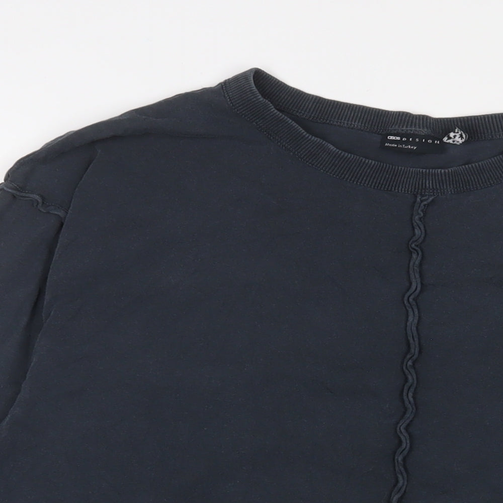 ASOS Womens Blue Cotton Basic T-Shirt Size 8 Crew Neck