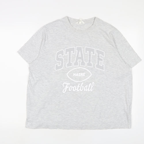 H&M Womens Grey Camel Basic T-Shirt Size L Crew Neck - State Maine Football