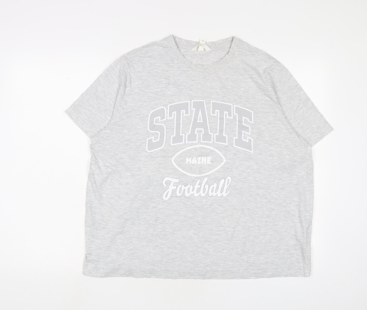 H&M Womens Grey Camel Basic T-Shirt Size L Crew Neck - State Maine Football