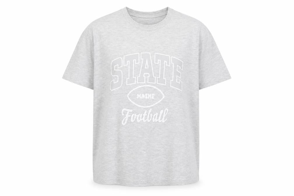 H&M Womens Grey Camel Basic T-Shirt Size L Crew Neck - State Maine Football