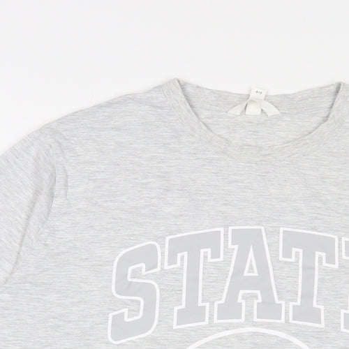 H&M Womens Grey Camel Basic T-Shirt Size L Crew Neck - State Maine Football