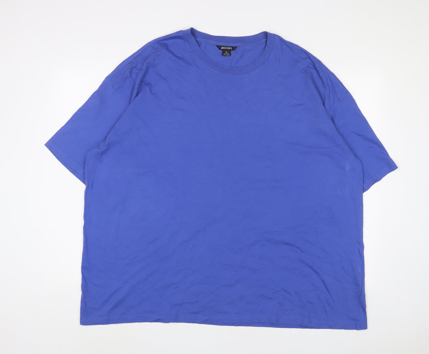 Monki Womens Blue Cotton Basic T-Shirt Size XL Crew Neck