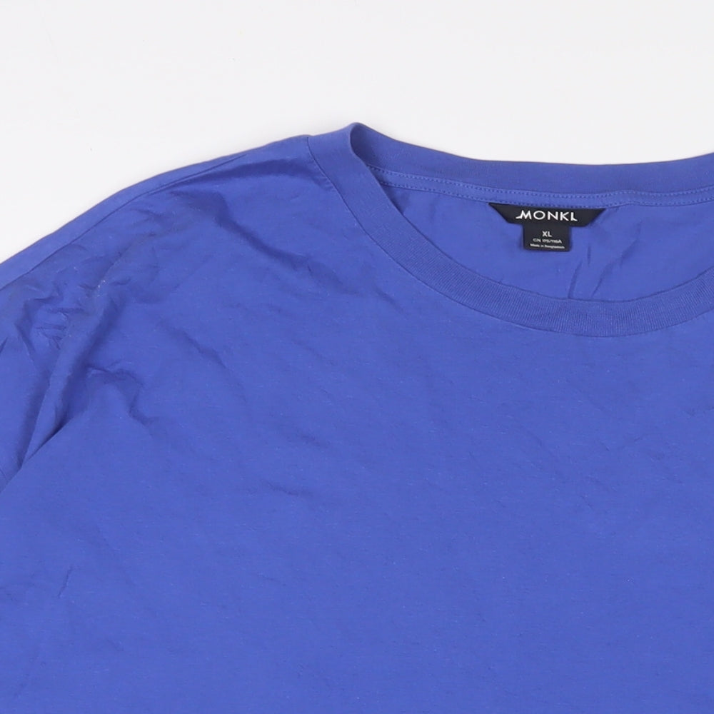 Monki Womens Blue Cotton Basic T-Shirt Size XL Crew Neck
