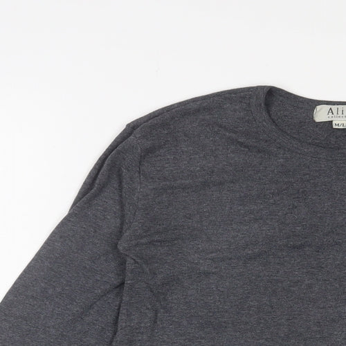 alibi Womens Grey Polyester Basic T-Shirt Size M Crew Neck