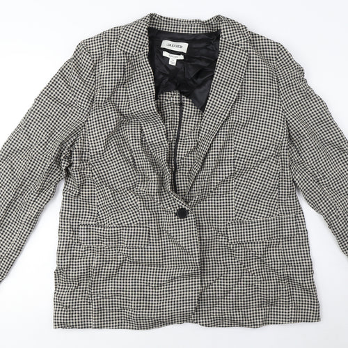 Jaeger Women's Black Check Blazer Size 16