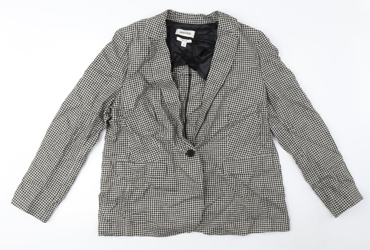 Jaeger Women's Black Check Blazer Size 16
