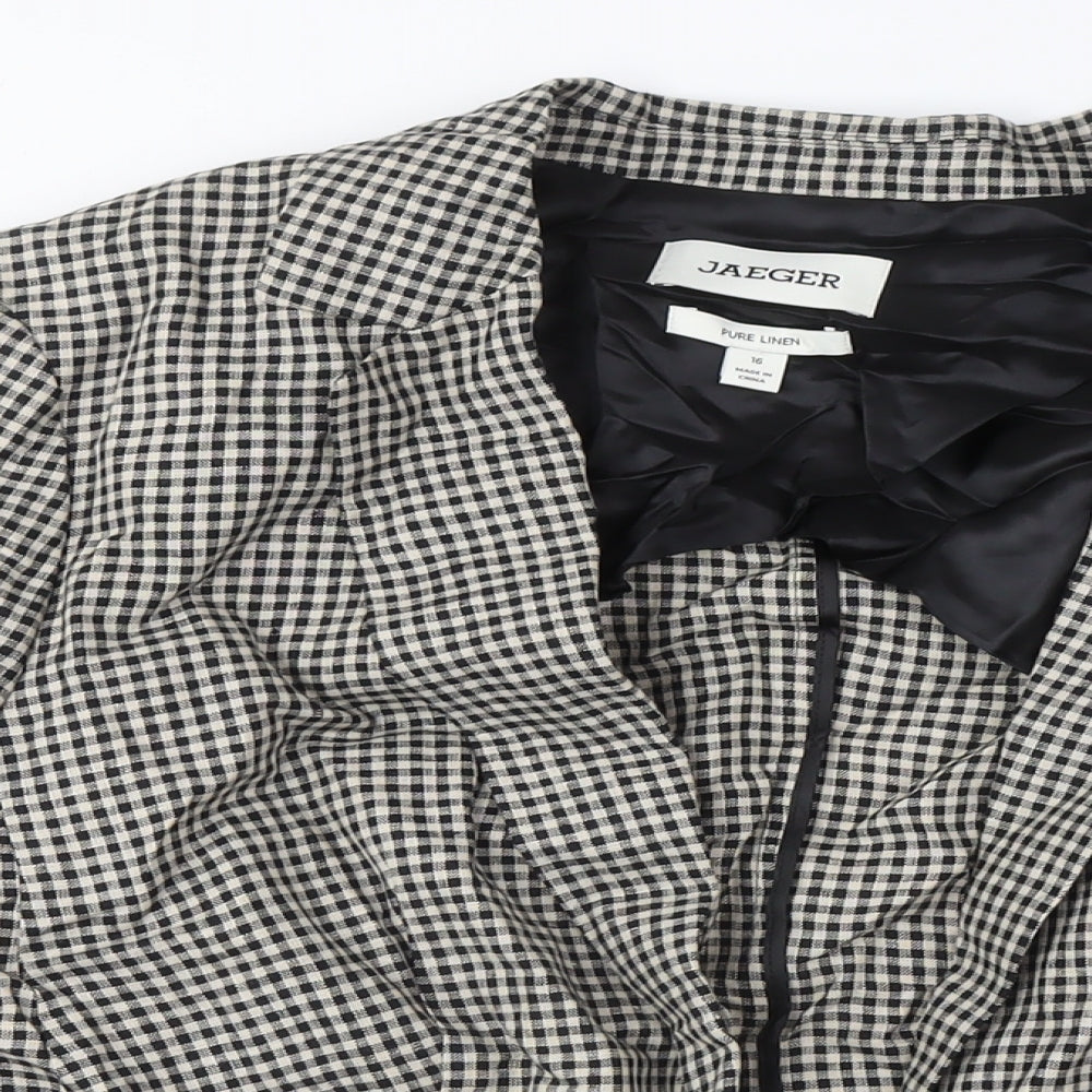 Jaeger Women's Black Check Blazer Size 16