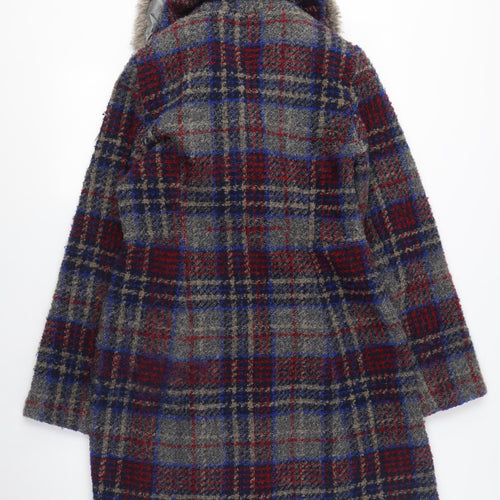 Antoni & Alison Women's Grey Plaid Wool Coat Size 12