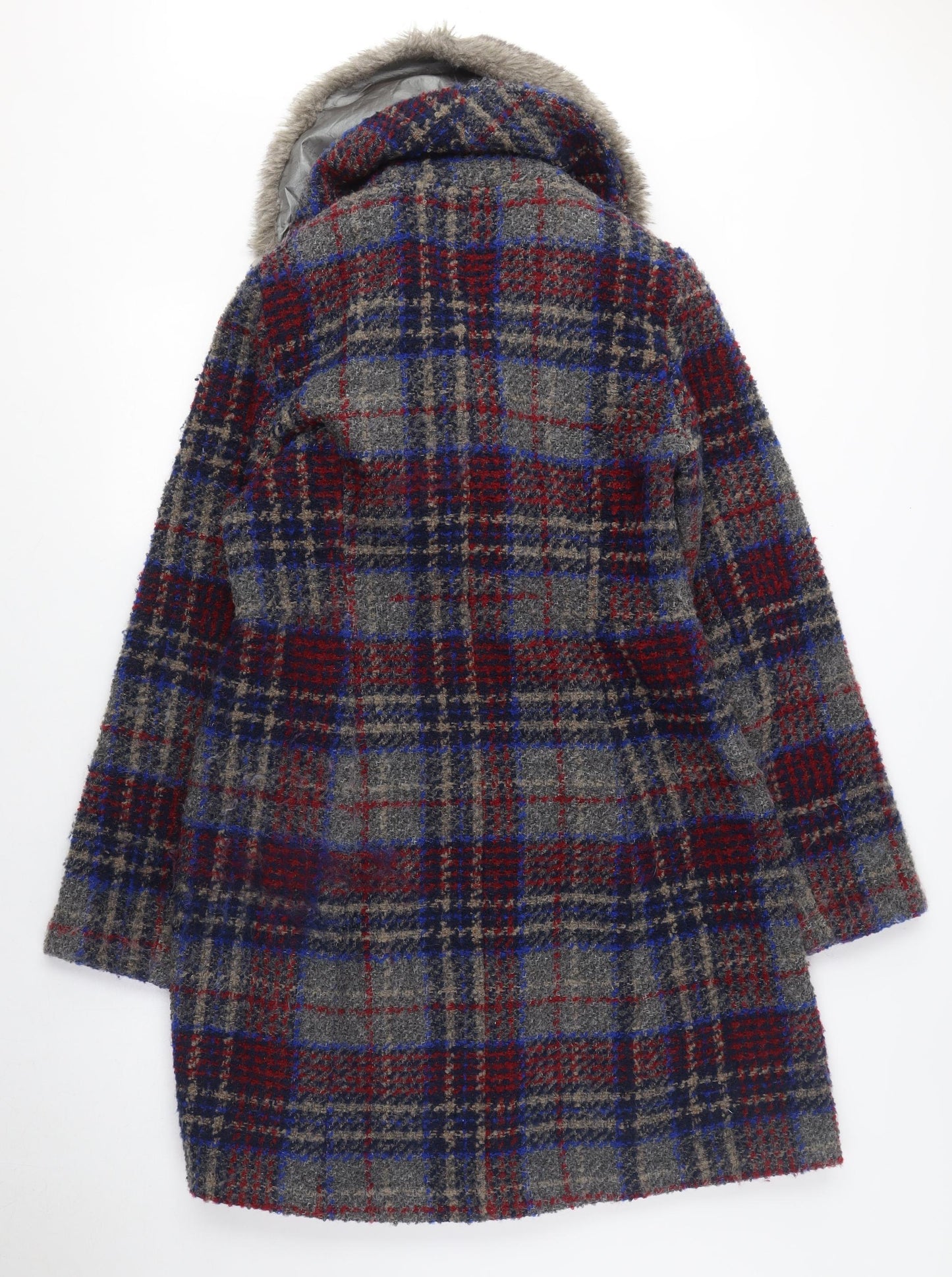 Antoni & Alison Women's Grey Plaid Wool Coat Size 12