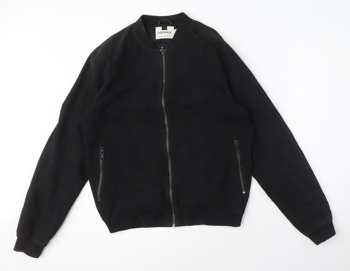 Topman Unisex Black Bomber Jacket Size S