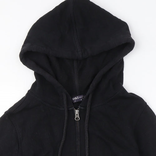 Marks and Spencer Women's Black Full Zip Hoodie, Size L
