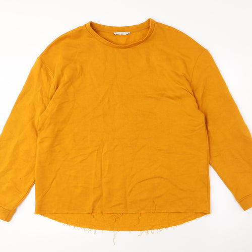Zara Women's Orange Pullover Sweatshirt Size L