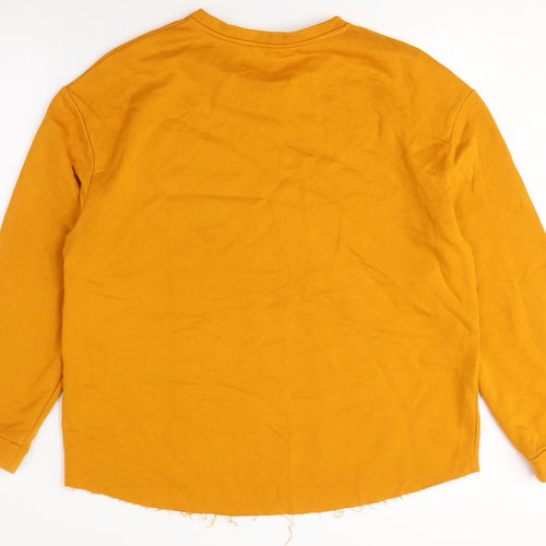 Zara Women's Orange Pullover Sweatshirt Size L
