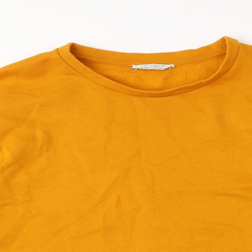 Zara Women's Orange Pullover Sweatshirt Size L