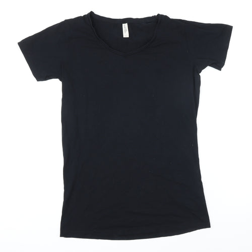 Teejays Womens Black Cotton Basic T-Shirt Size 2XL Sweetheart
