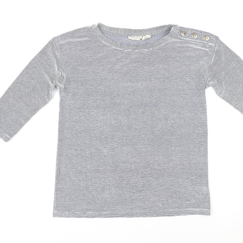 Christian Siriano Womens Blue Striped Viscose Basic T-Shirt Size S Boat Neck