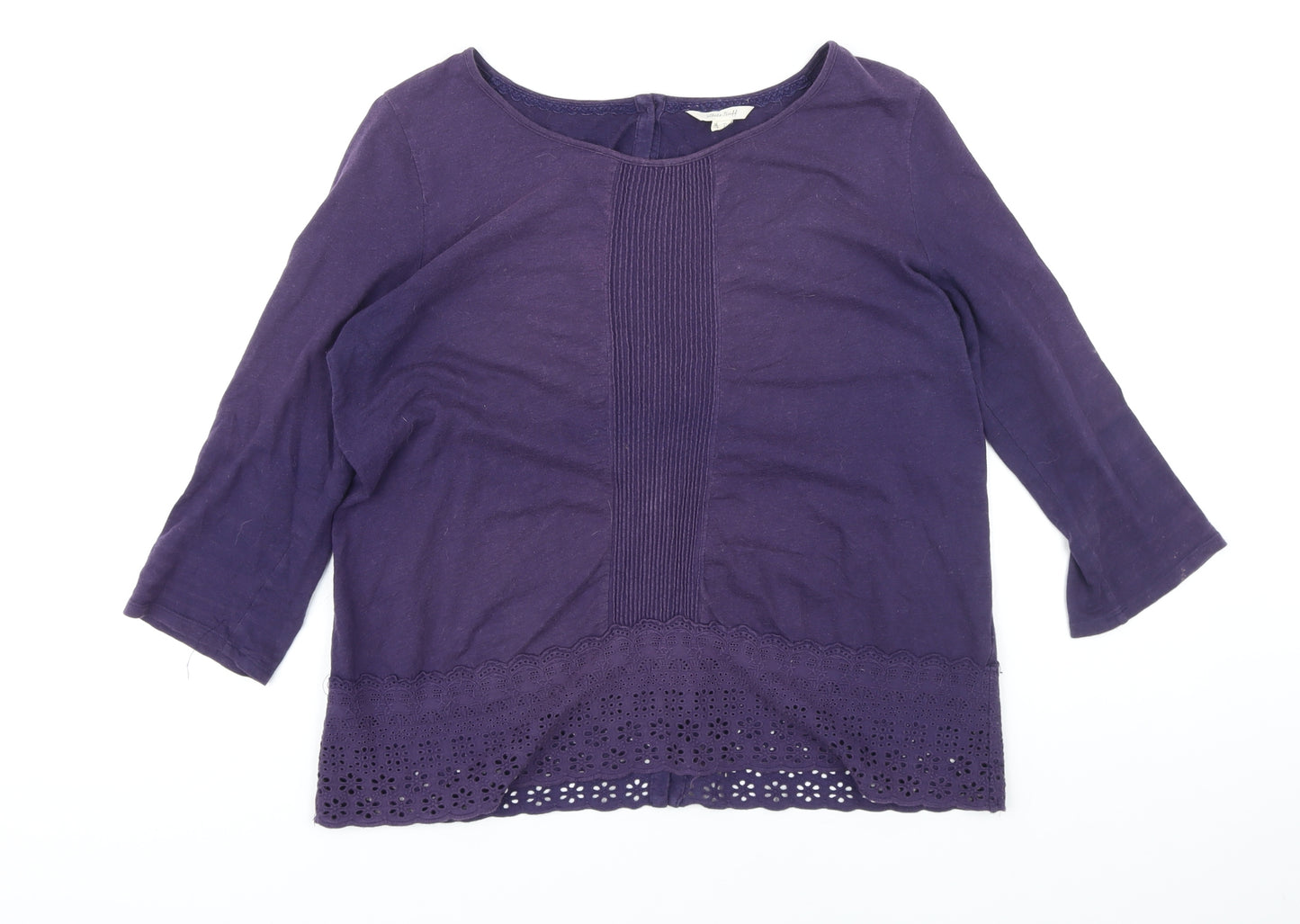 White Stuff Womens Purple 100% Cotton Tunic T-Shirt Size 14 Boat Neck