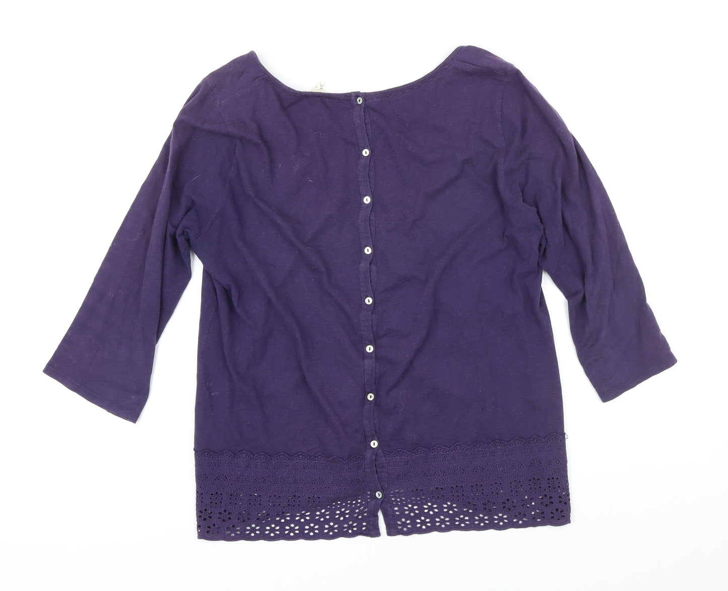 White Stuff Womens Purple 100% Cotton Tunic T-Shirt Size 14 Boat Neck