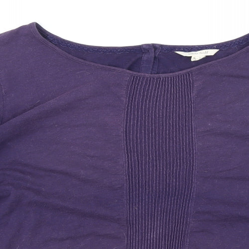 White Stuff Womens Purple 100% Cotton Tunic T-Shirt Size 14 Boat Neck