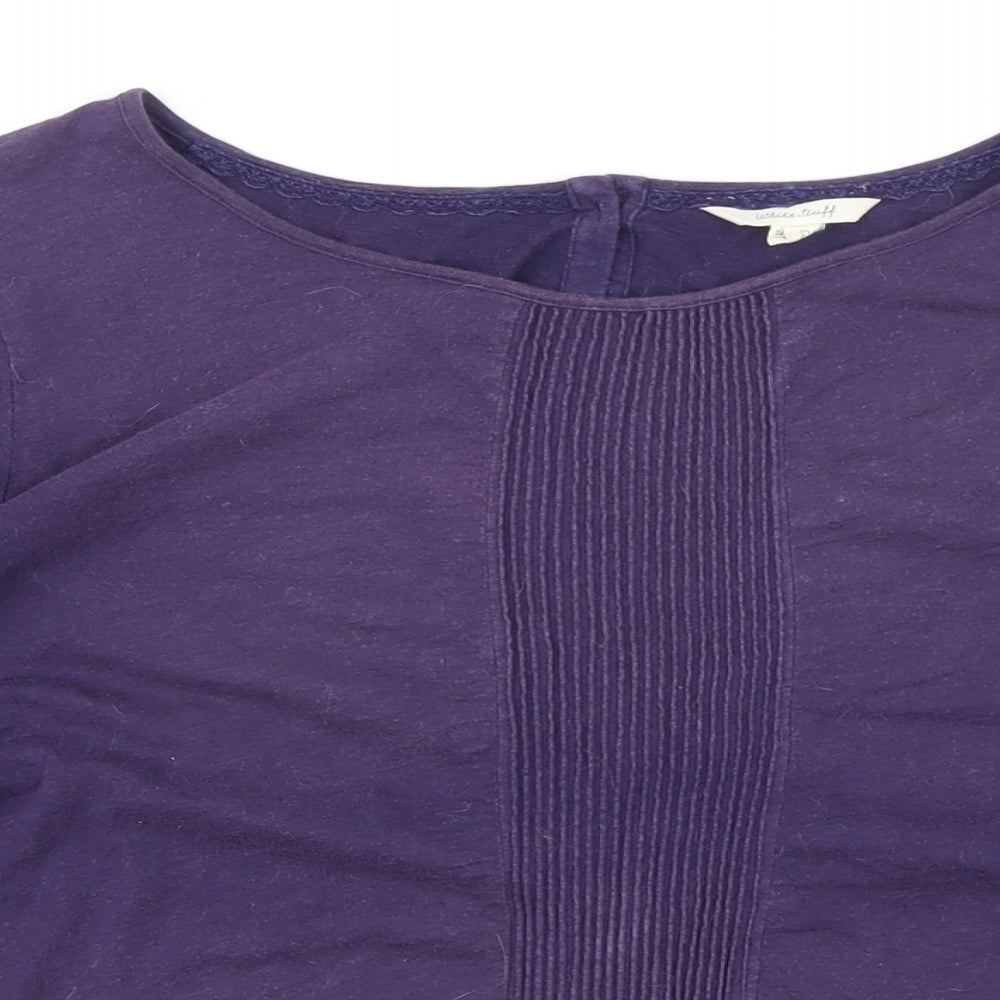 White Stuff Womens Purple 100% Cotton Tunic T-Shirt Size 14 Boat Neck