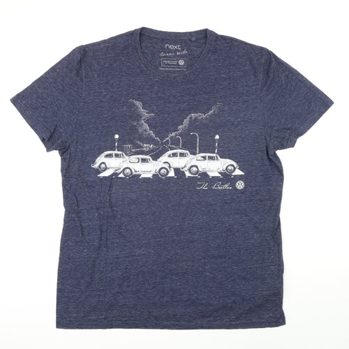 NEXT Mens Blue Cotton T-Shirt Size XL Round Neck