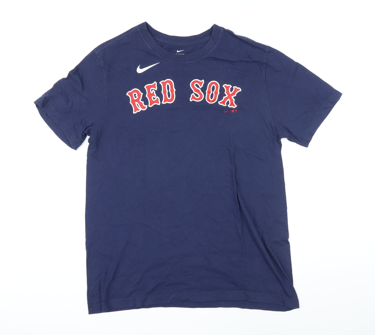 Nike Mens Blue Cotton T-Shirt Size M Round Neck - Red Sox