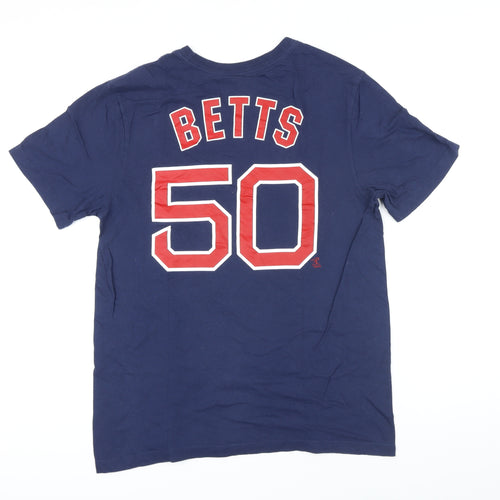 Nike Mens Blue Cotton T-Shirt Size M Round Neck - Red Sox