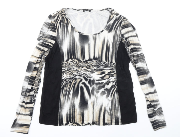 monari Womens Multicoloured Animal Print Trivinyl Tunic T-Shirt Size 20 Scoop Neck