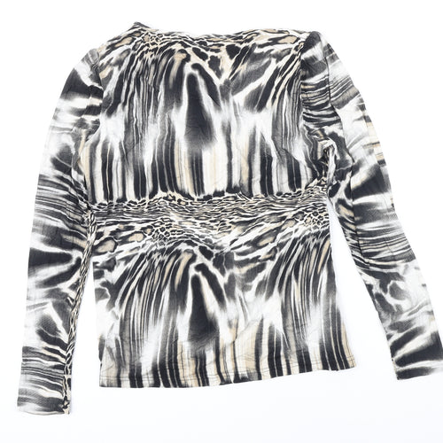 monari Womens Multicoloured Animal Print Trivinyl Tunic T-Shirt Size 20 Scoop Neck