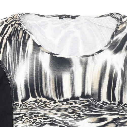 monari Womens Multicoloured Animal Print Trivinyl Tunic T-Shirt Size 20 Scoop Neck