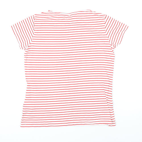 Regetta Womens Red Striped 100% Cotton Basic T-Shirt Size 14 Boat Neck