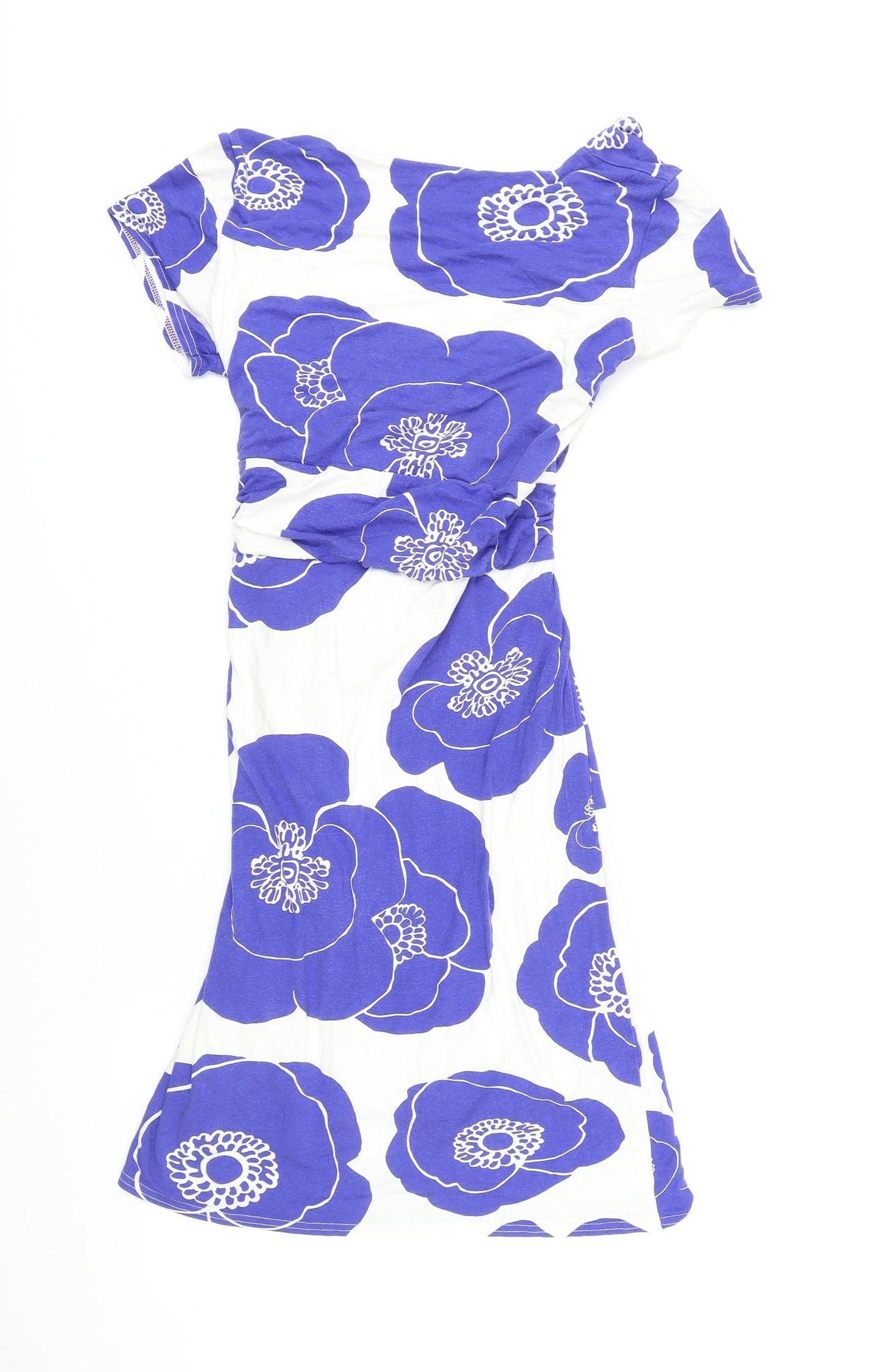 Phase Eight Womens Blue Floral Trivinyl A-Line Size 12 V-Neck