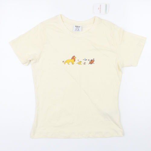 Disney Womens Ivory 100% Cotton Basic T-Shirt Size S Round Neck - Lion King