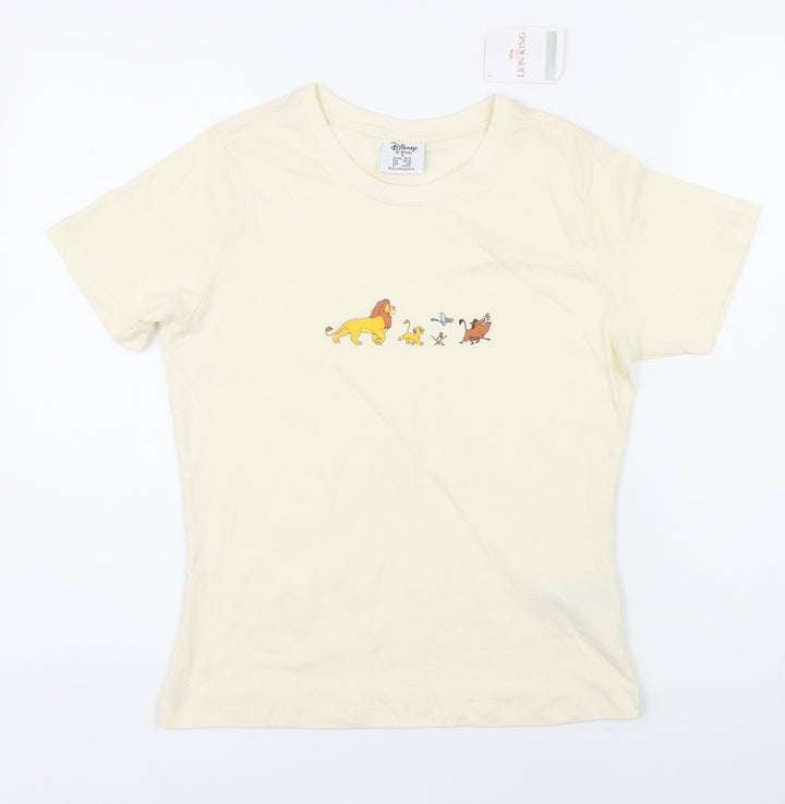 Disney Womens Ivory 100% Cotton Basic T-Shirt Size S Round Neck - Lion King