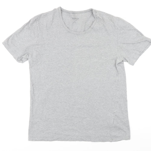 Boss Mens Grey Cotton Blend T-Shirt Size M Round Neck