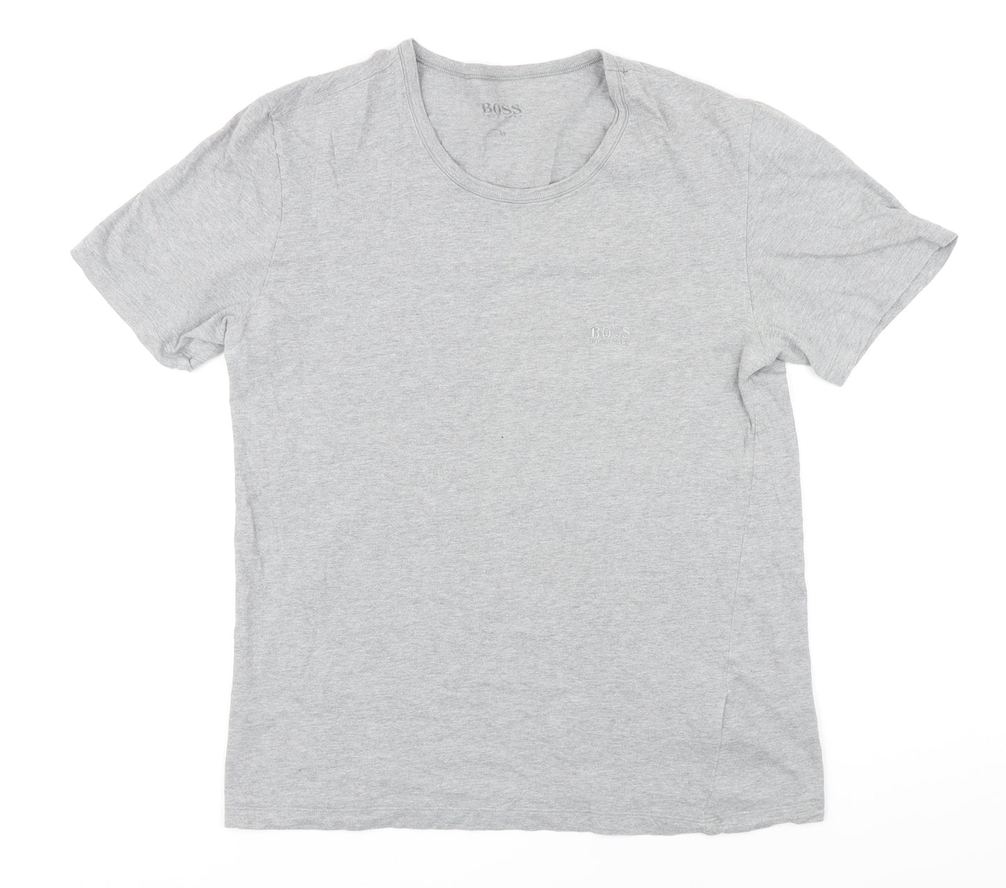 Boss Mens Grey Cotton Blend T-Shirt Size M Round Neck