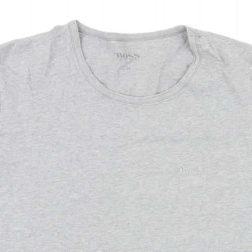 Boss Mens Grey Cotton Blend T-Shirt Size M Round Neck