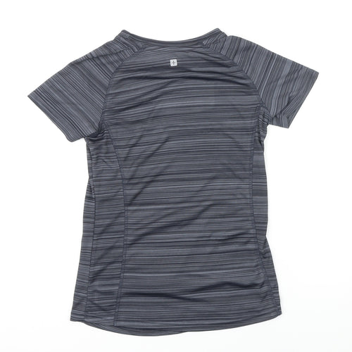 Mountain Warehouse Womens Grey Striped Polyester Basic T-Shirt Size 6 Round Neck