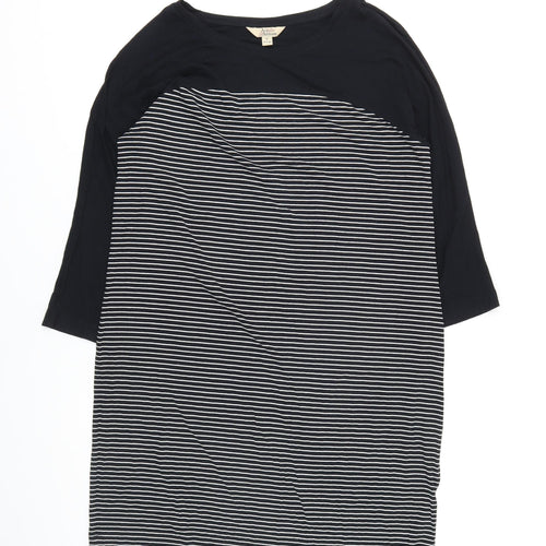 Arabella & Addison Womens Black Striped Rayon T-Shirt Dress Size 16 Boat Neck