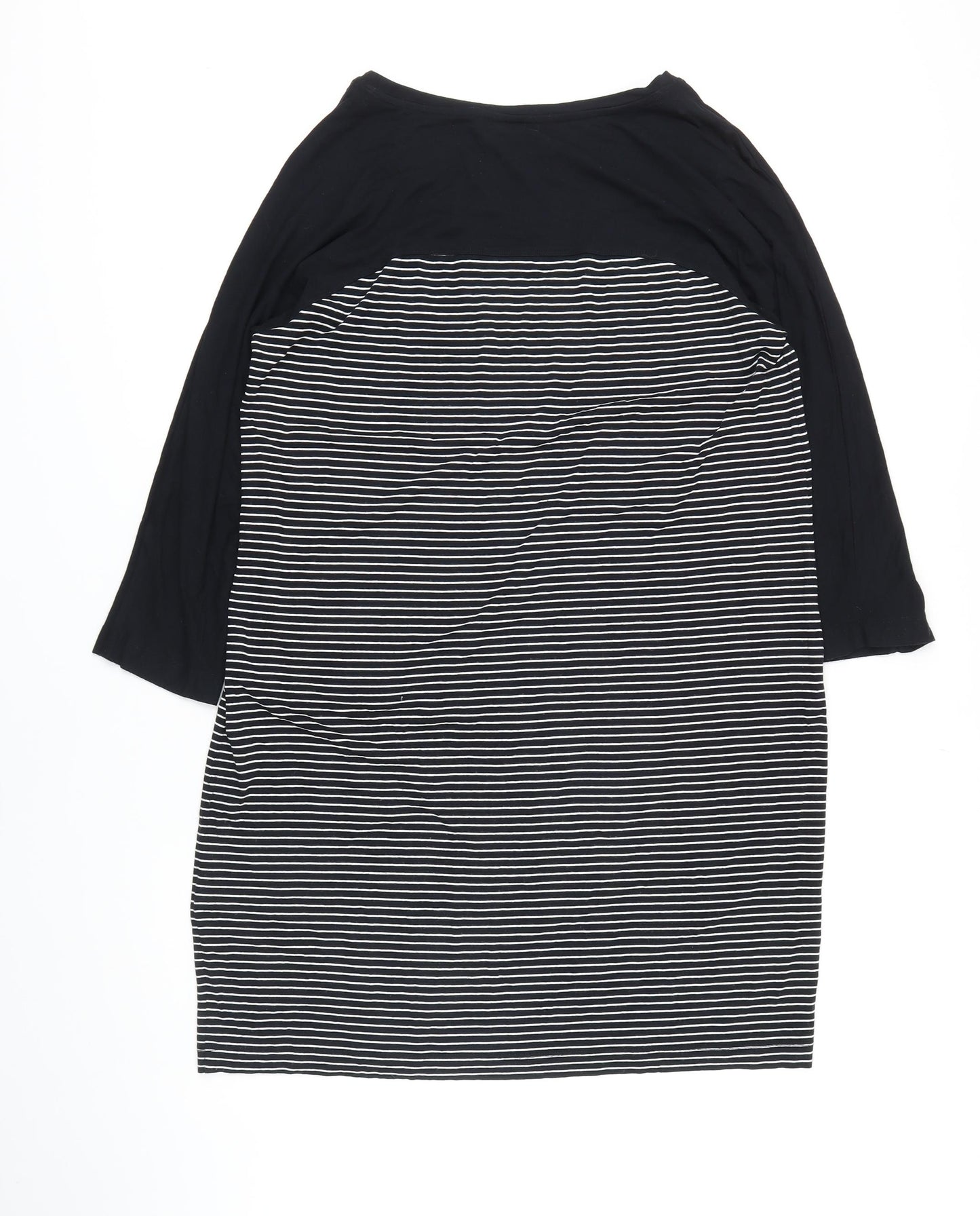 Arabella & Addison Womens Black Striped Rayon T-Shirt Dress Size 16 Boat Neck